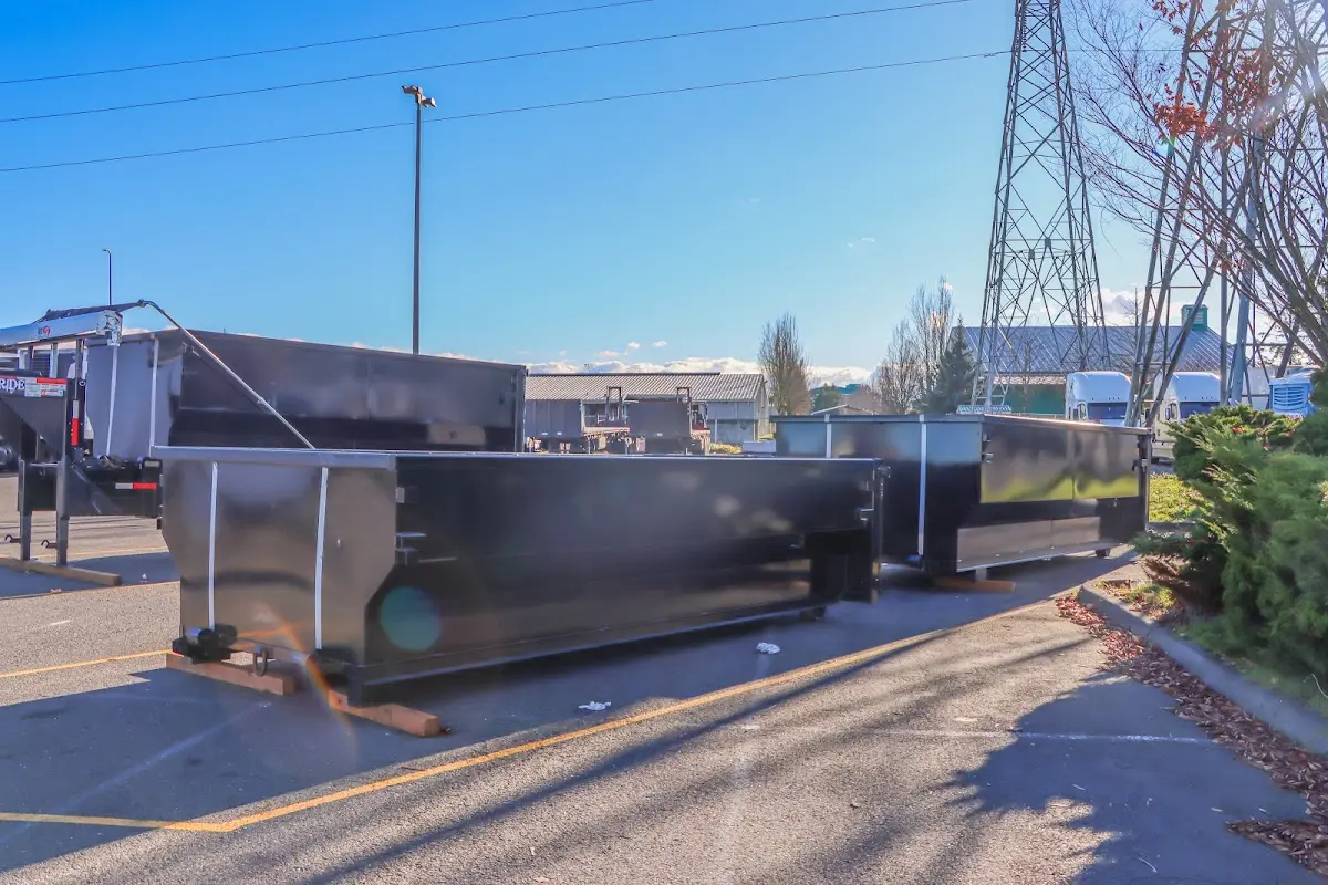 Roll-off dumpster ready for waste disposal at job site for 15 Yard Dumpster Rental in Beavercreek